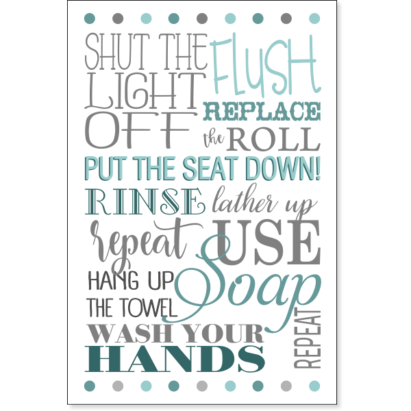Rules of the Bathroom Sign | 12" x 8"