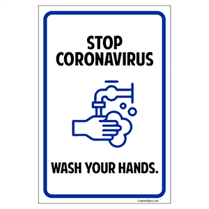 Stop Coronavirus Hand Washing Sign