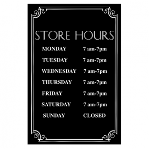 Store Hours Sign with Fancy Border, 12" x 8" Engraved