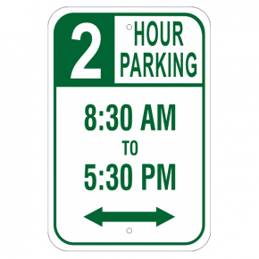 Timed Parking Sign with Double Arrow | 18" x 12"