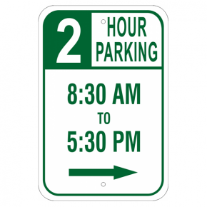 Parking Time Right Arrow Parking Sign