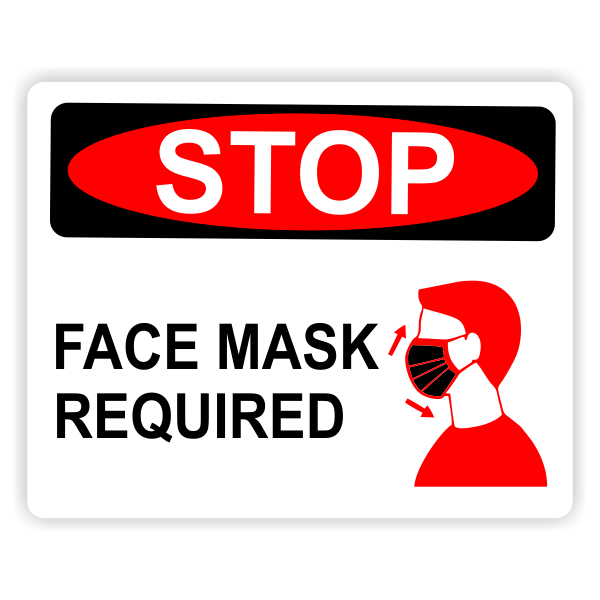 Face Mask Required - Stop Red/Black Sign