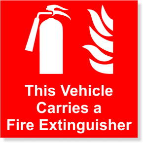 Vehicle Carries a Fire Extinguisher Full Color Decal | 4" x 4"