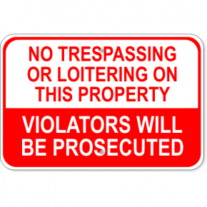 Violators Prosecuted Loitering Aluminum Sign | 12" x 18"