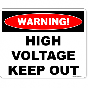 Warning High Voltage Full Color Sign | 8" x 10"