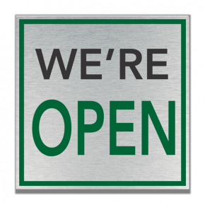 We Are Open Full Color Plastic Sign