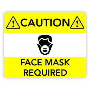 Yellow Caution 8" x 10" Face Mask Required Sign