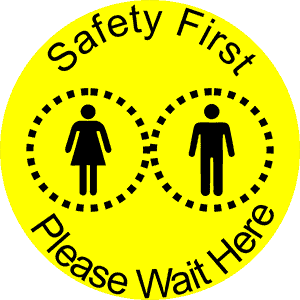 Round Yellow Safety First Floor Decal