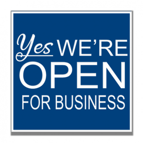 Yes We Are Open For Business Engraved Sign