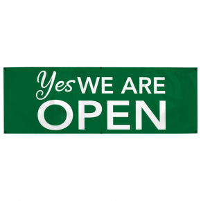 Yes We Are Open Banner | 2' x 6' 